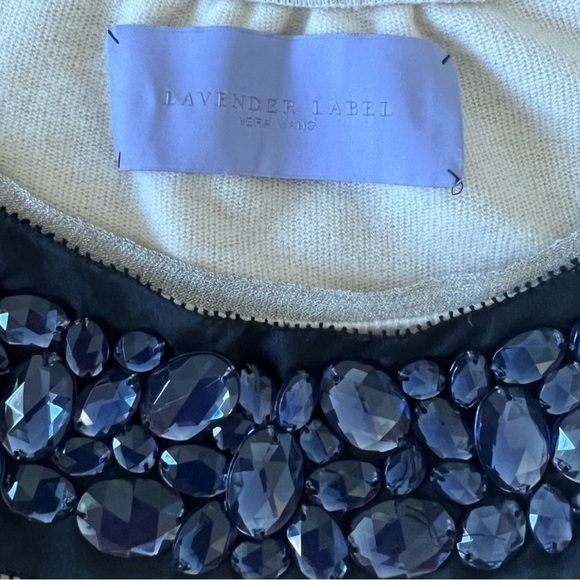 LAVENDER LABEL by VERA WANG Gemstone Collar Wool 3/4 Sleeve Top SZ 2 - Picture 3 of 5